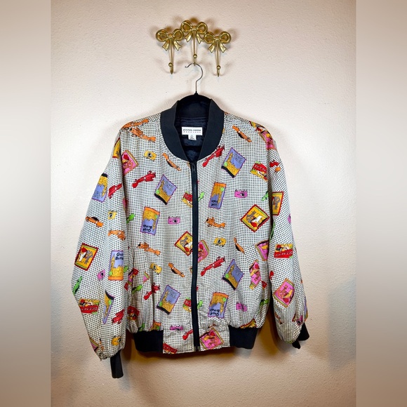 Carol Horn Workshop Jackets & Blazers - Carol Horn Workshop Vintage 90’s Colorful Travel Bomber Jacket  Size M 100% silk